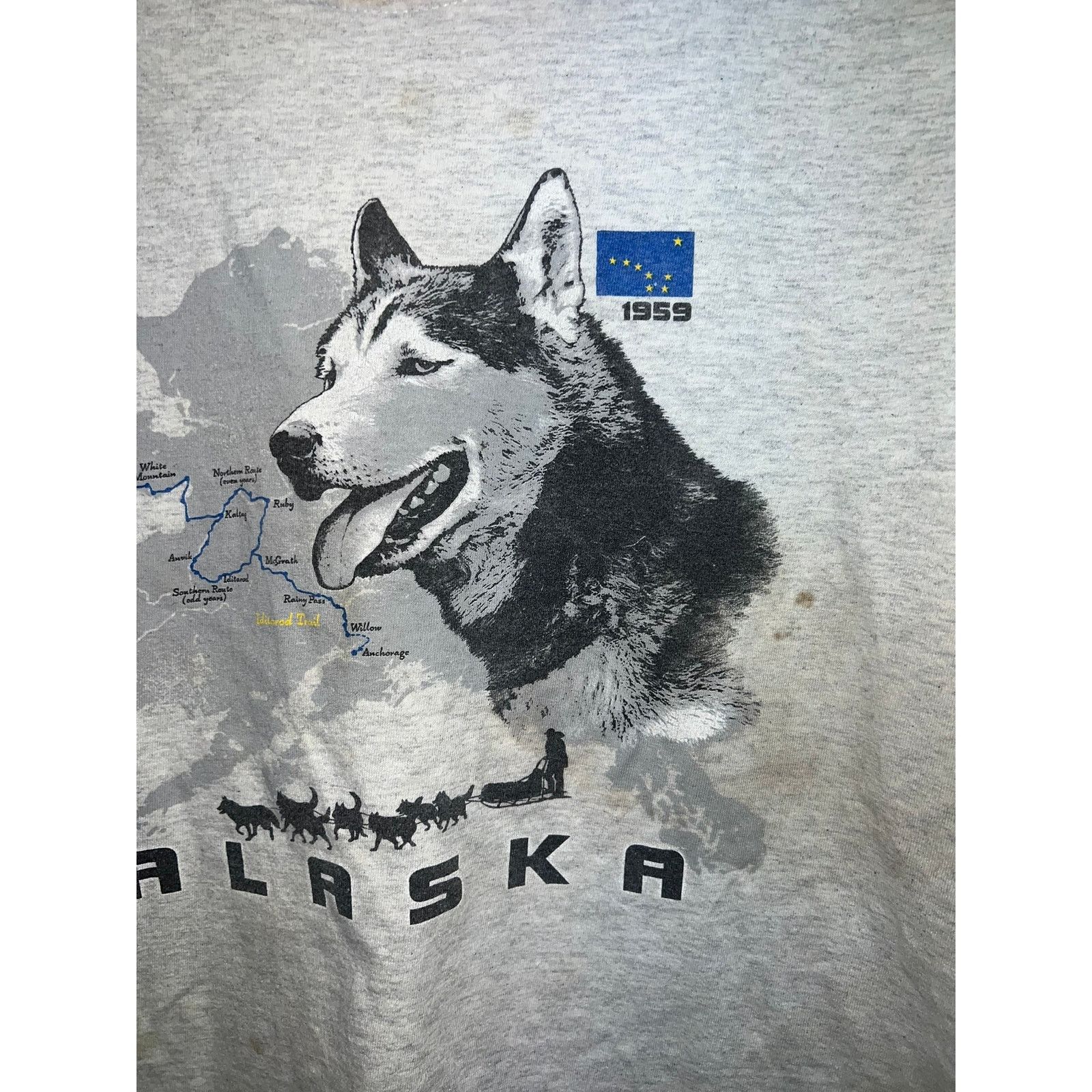 Gildan Vintage Alaska Iditarod Shirt Dog Racing Race Gray Tee 2XL Size US XXL / EU 58 / 5 - 3 Thumbnail