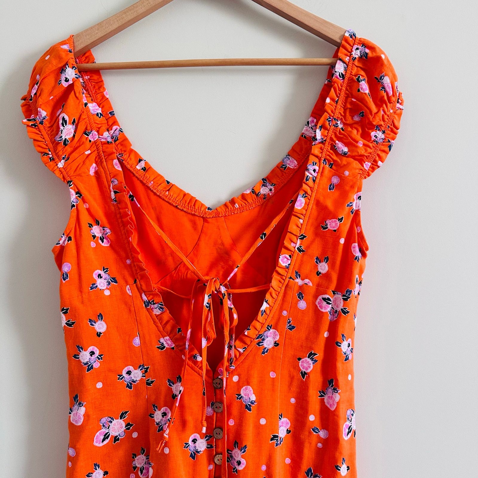 Free People Free People Like A Lady Orange Citrus Printed Mini Dress Size S / US 4 / IT 40 - 6 Thumbnail
