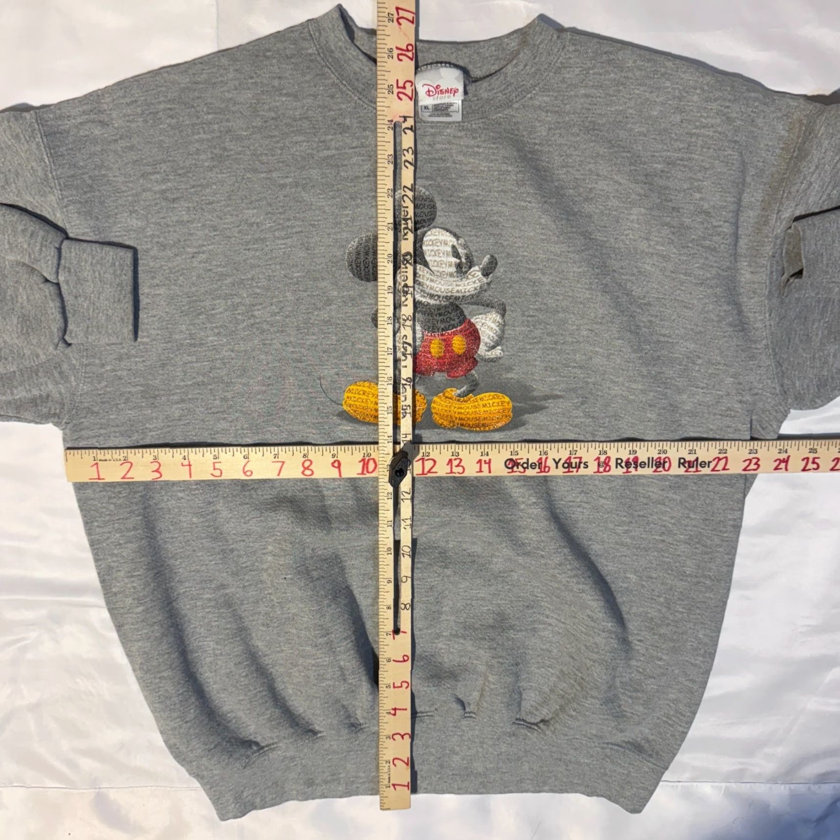 Disney VINTAGE Disney Mickey Mouse Sweatshirt XL Gray AOP Graphic Embroidered Logo Crew Neck Cotton Polyester Blend Fleece Unisex Adults 90s Pullover Size US XL / EU 56 / 4 - 4 Thumbnail