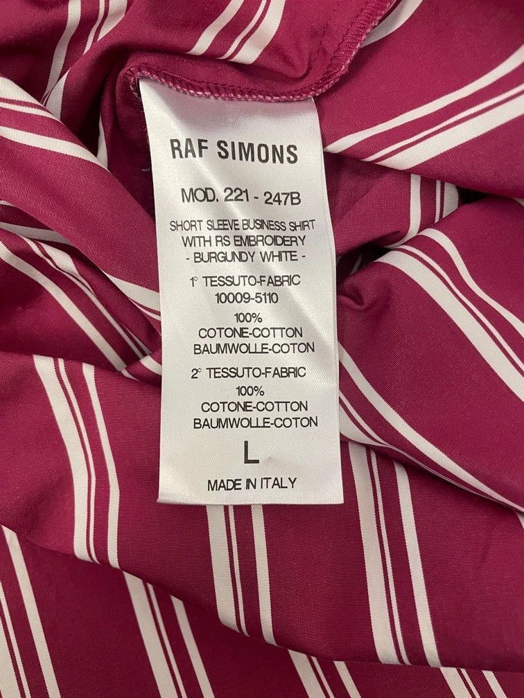 Raf Simons Raf Simons Plum white striped silver button Logo short slee Size US L / EU 52-54 / 3 - 6 Thumbnail
