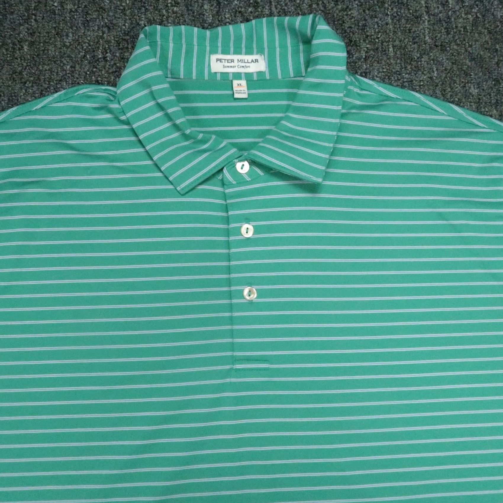 Peter Millar VINTAGE Peter Millar Shirt Mens XL Green Striped Polo Exercises? (Note: No additional text allowed) Size US XL / EU 56 / 4 - 2 Thumbnail