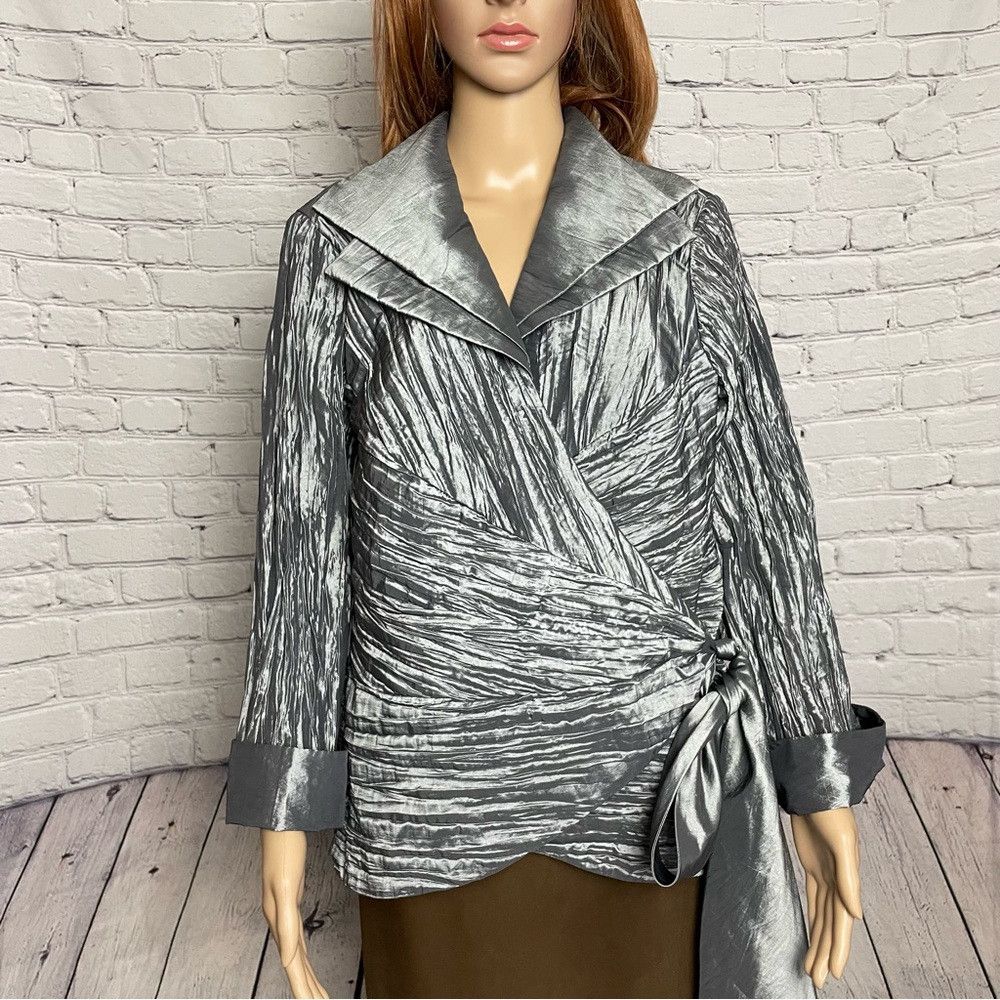 Other Cachet Crinkled Wrap Silver Jacket Size 14W Size XL / US 12-14 / IT 48-50 - 2 Thumbnail