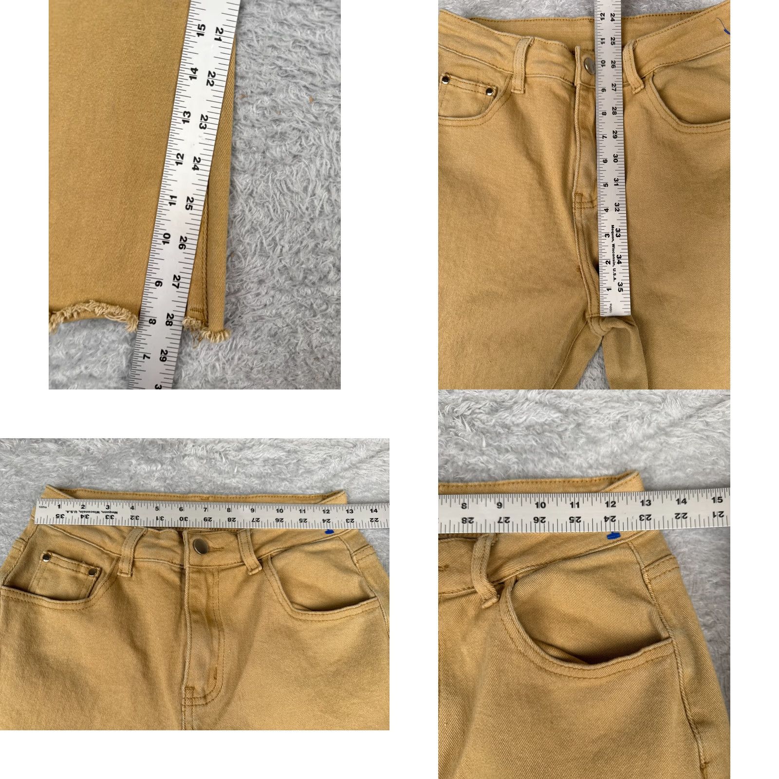 Lands' End VINTAGE Jeans Womens 25 Beige Butterscotch Flared High Rise Cotton Blend Raw Hem 25x28 Lands' End Denim 5-Pocket Womens Jeans Size 42" / US 20 - 8 Thumbnail
