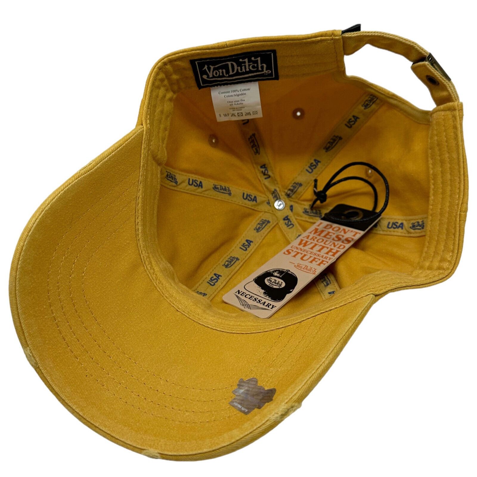 Von Dutch Von Dutch Strapback Hat Washed Mustard Distressed Dad Cap Size ONE SIZE - 5 Thumbnail