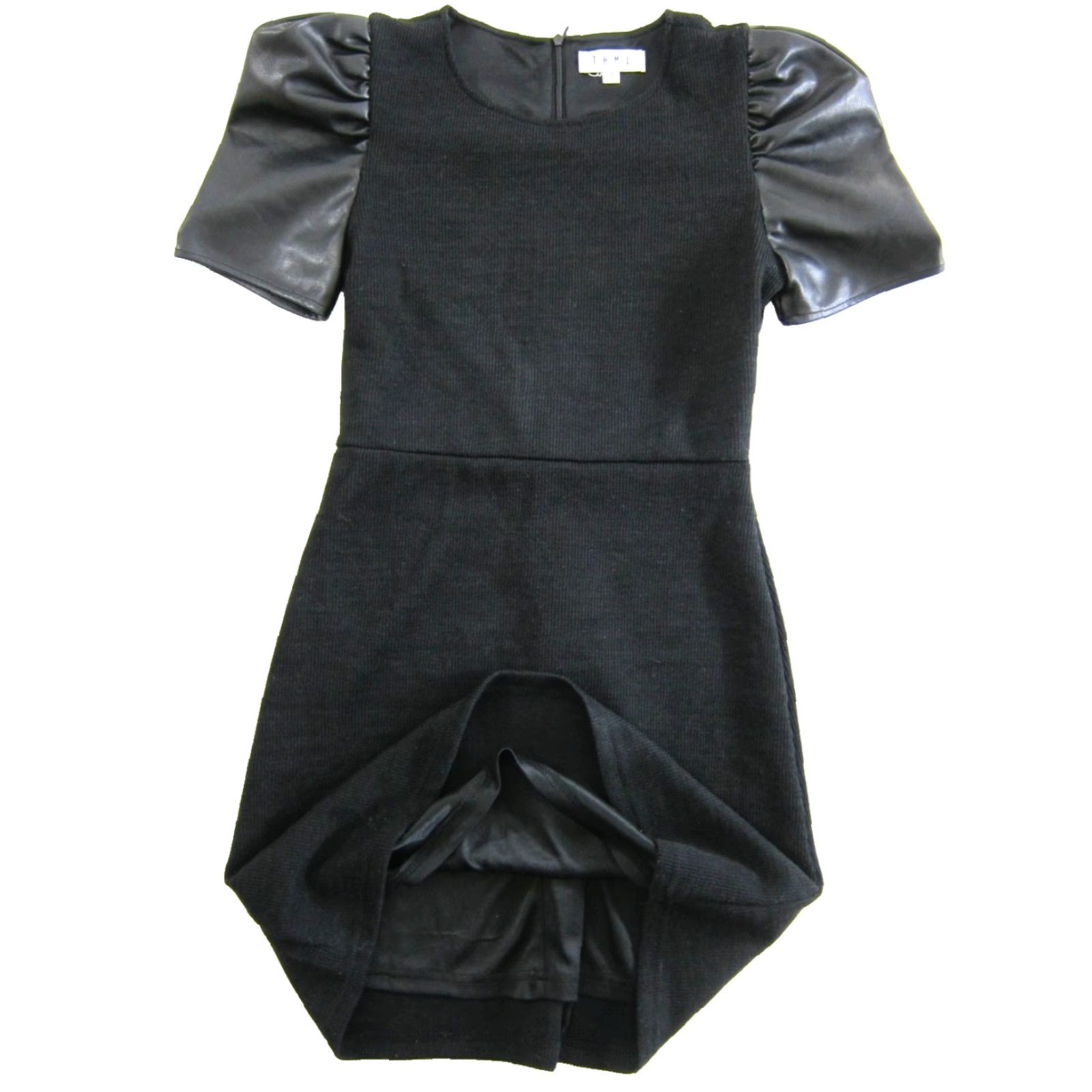 Vintage THML Black Dress Puff Sleeve Short Sheath Work Party Dress S Small Size 28" / US 6 / IT 42 - 5 Thumbnail