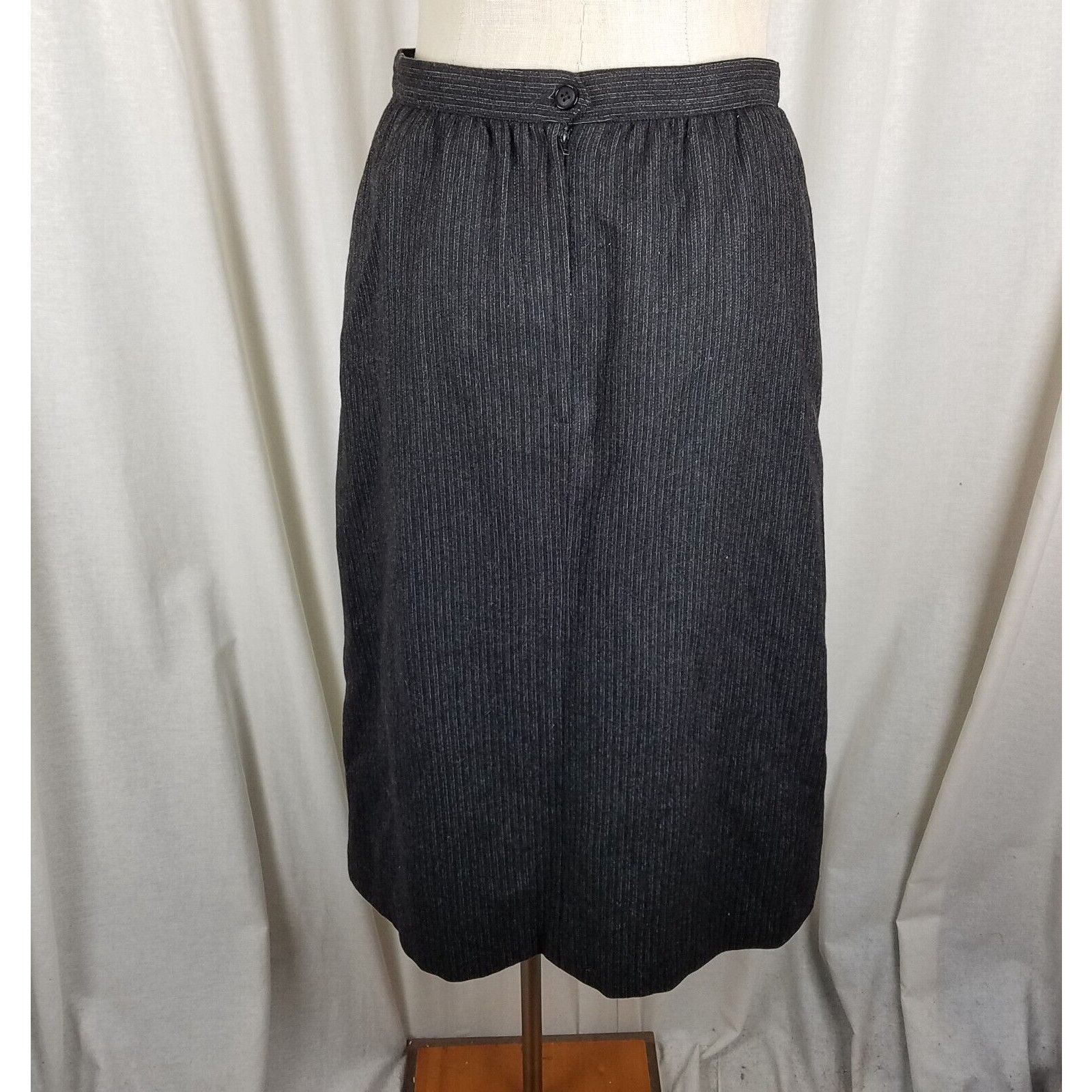 Vintage Vtg Sasson Pinstripe Wool Pencil Skirt Blazer Jacket Suit 10 Size L / US 10 / IT 46 - 7 Thumbnail