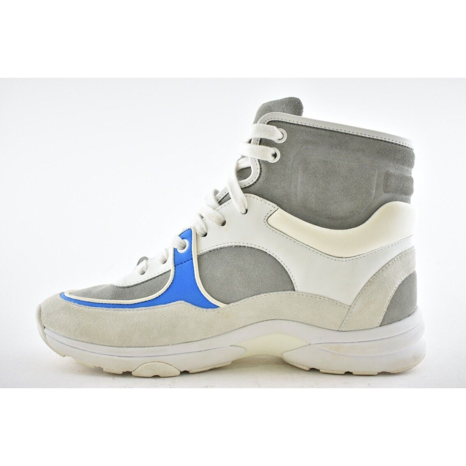 Chanel 18P CC Logo Lace Up Tie Flat Trainer High Top Sneaker 38 Size US 8 / IT 38 - 17 Thumbnail