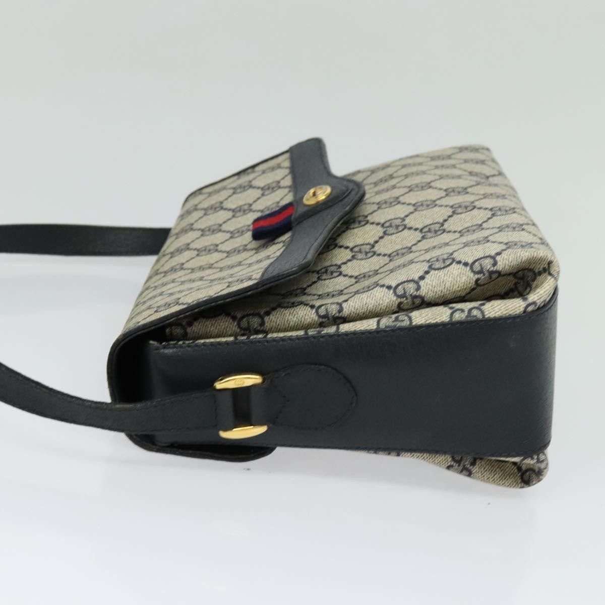 Gucci GUCCI GG Supreme Sherry Line Shoulder Bag Pvc Navy Gold 904 Size ONE SIZE - 4 Thumbnail