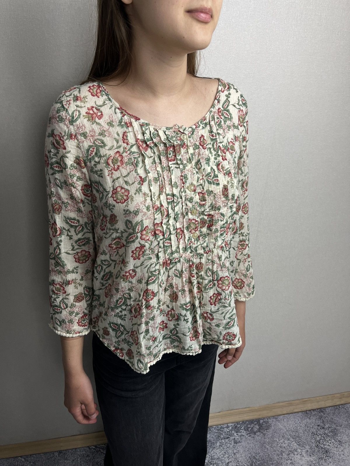 Denim & Supply Ralph Lauren × Polo Ralph Lauren × Ralph Lauren Denim & Supply Ralph Lauren Boho Floral Womens Blouse Top Size M / US 6-8 / IT 42-44 - 3 Thumbnail