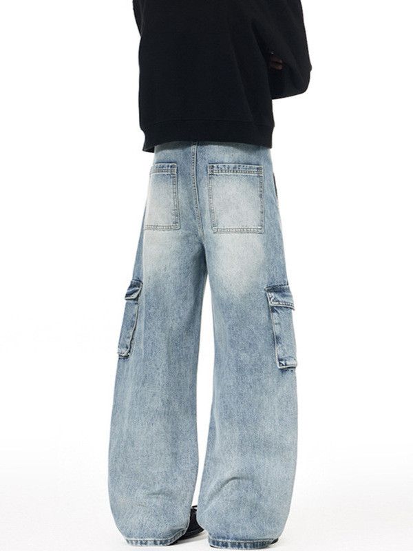 Japanese Brand Washed distressed baggy multi-pocket cargo scimitar jeans Size US 32 / EU 48 - 5 Thumbnail