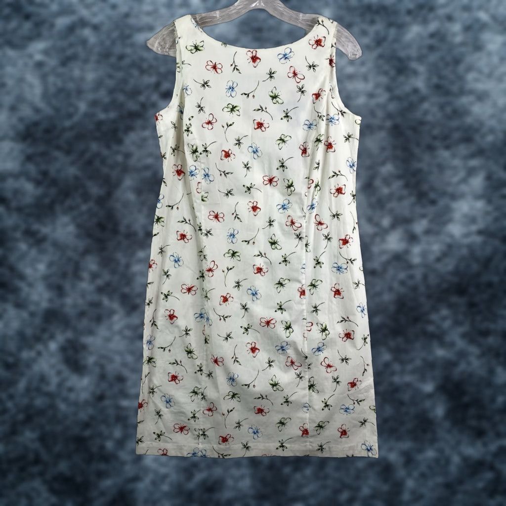 Vintage Hillard & Hanson Dress Womens 10 White Floral Butterflies Sleeveless Sundress NWT Size L / US 10 / IT 46 - 1 Thumbnail