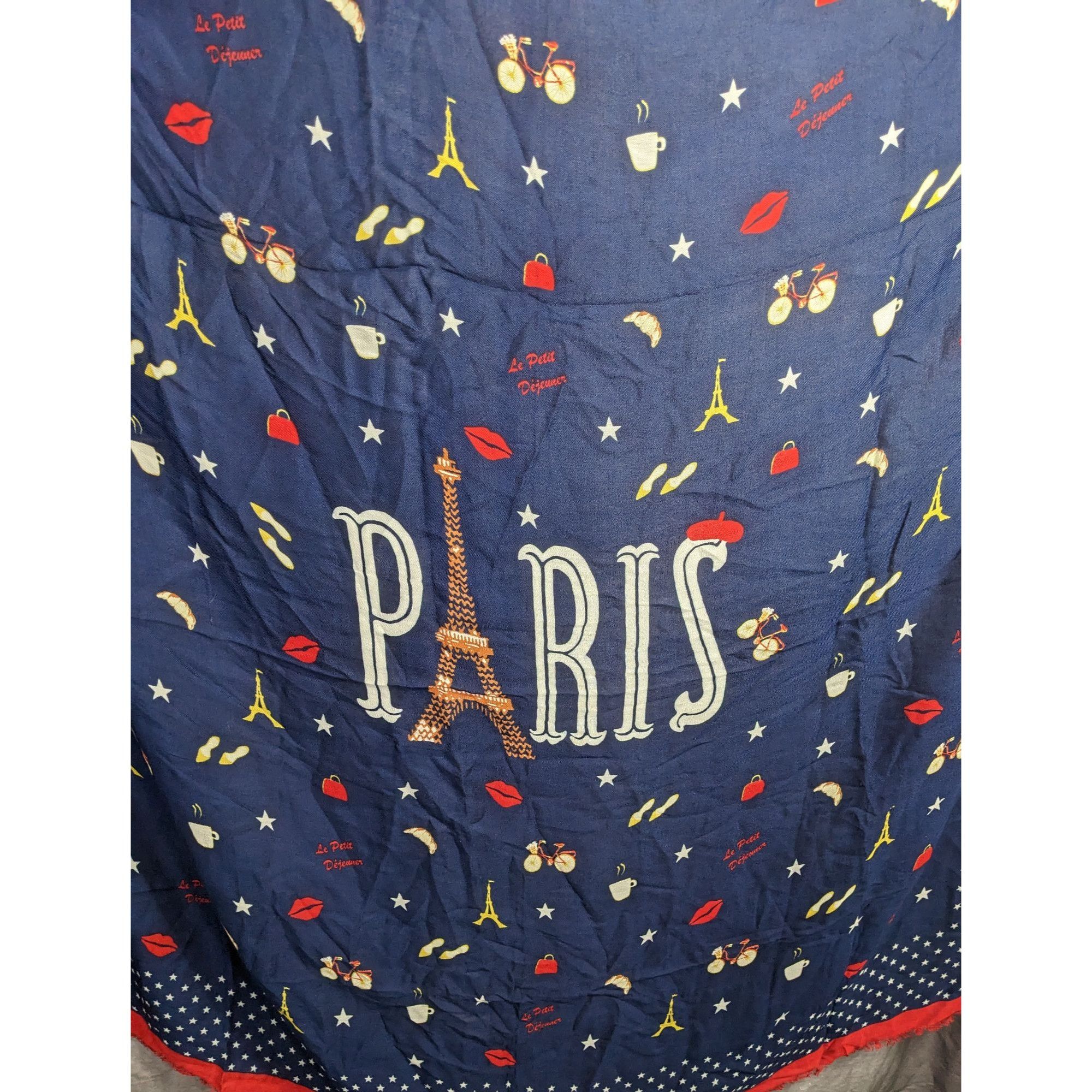 Talbots Talbots Paris-Themed Scarf With Eiffel Tower Print Navy Blue Size ONE SIZE - 13 Thumbnail