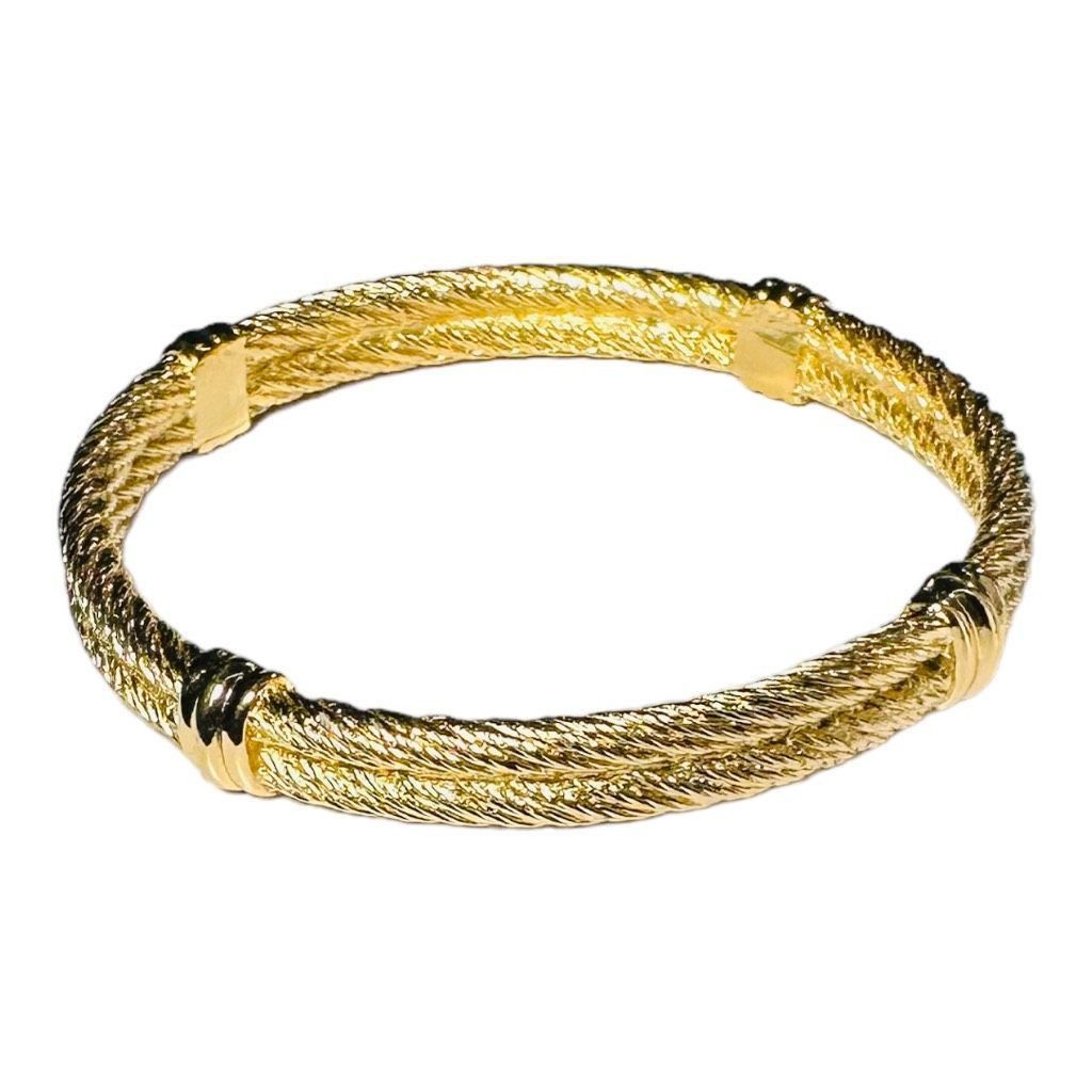 Christian Dior Monsieur CHRISTIAN DIOR Vintage Twisted Double Cable Rope 18k Gold Pl Size ONE SIZE - 3 Thumbnail
