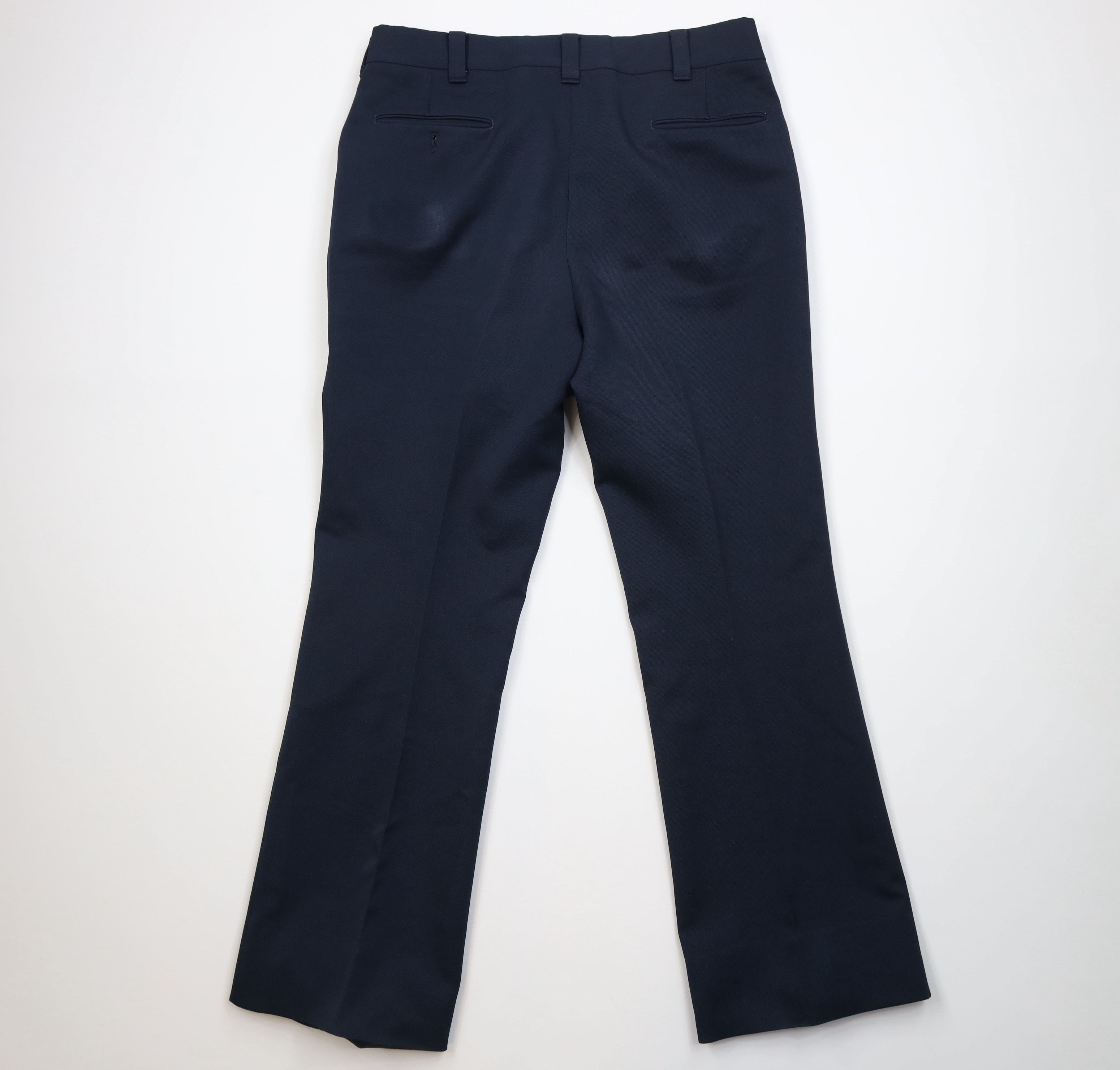Vintage Vintage 70s Streetwear Flared Wide Leg Chino Pants Navy Blue Size US 36 / EU 52 - 9 Thumbnail