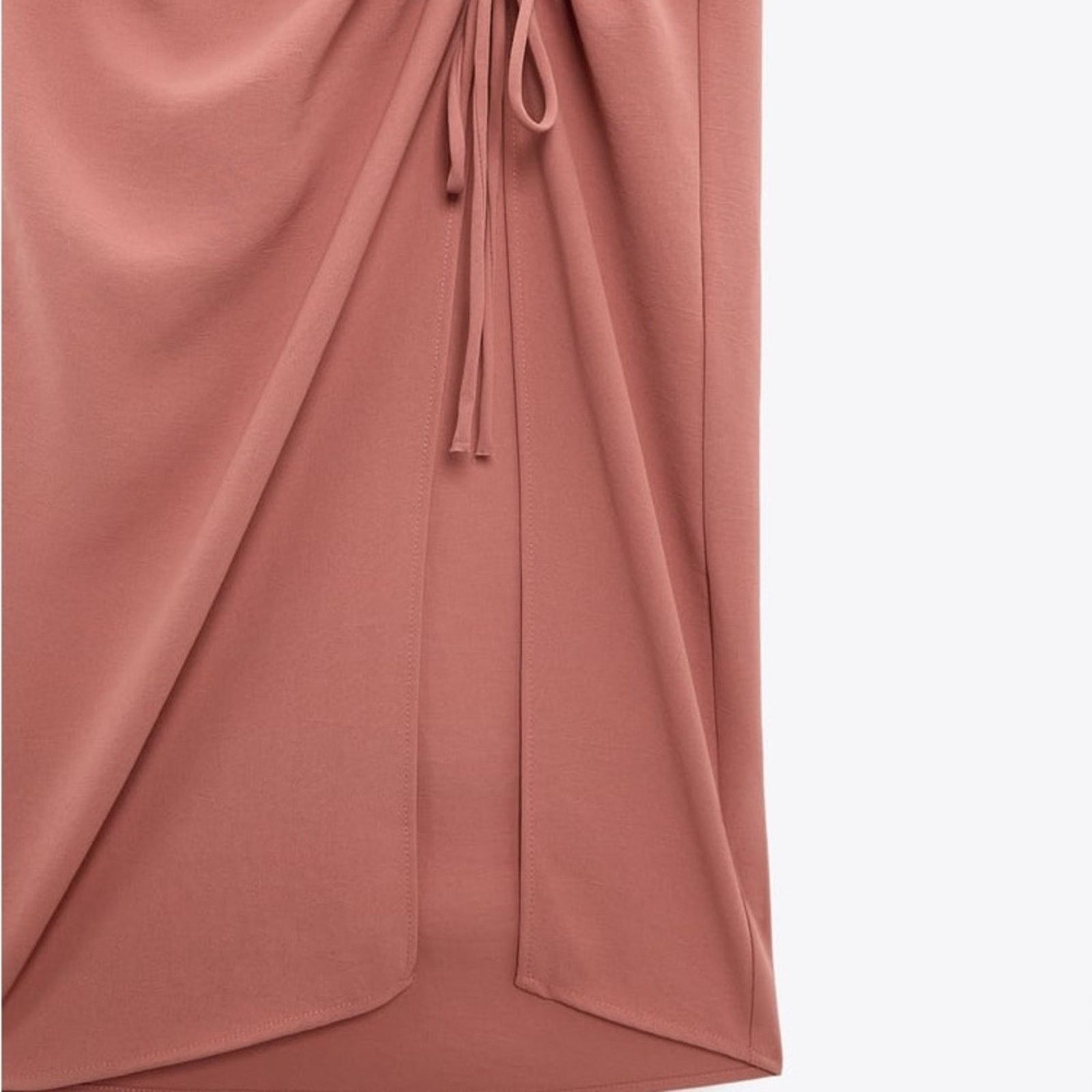 Zara ZARA DRAPED ASYMMETRIC DRESS MARSALA Size L / US 10 / IT 46 - 11 Thumbnail