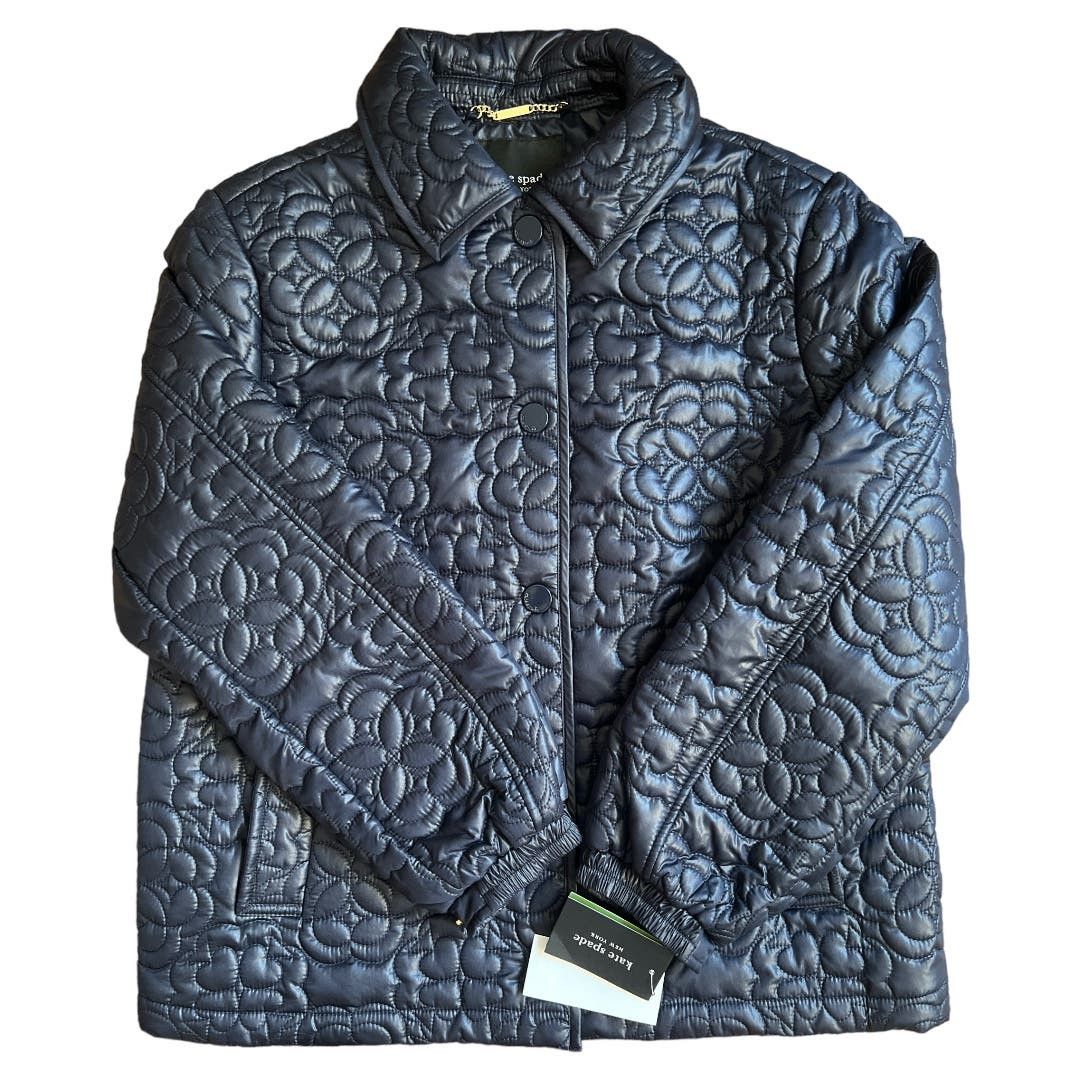 image of Kate Spade New York Navy Novelty Quilted Jacket W/ Tags, Sp in Blue, Women's (Size Small)