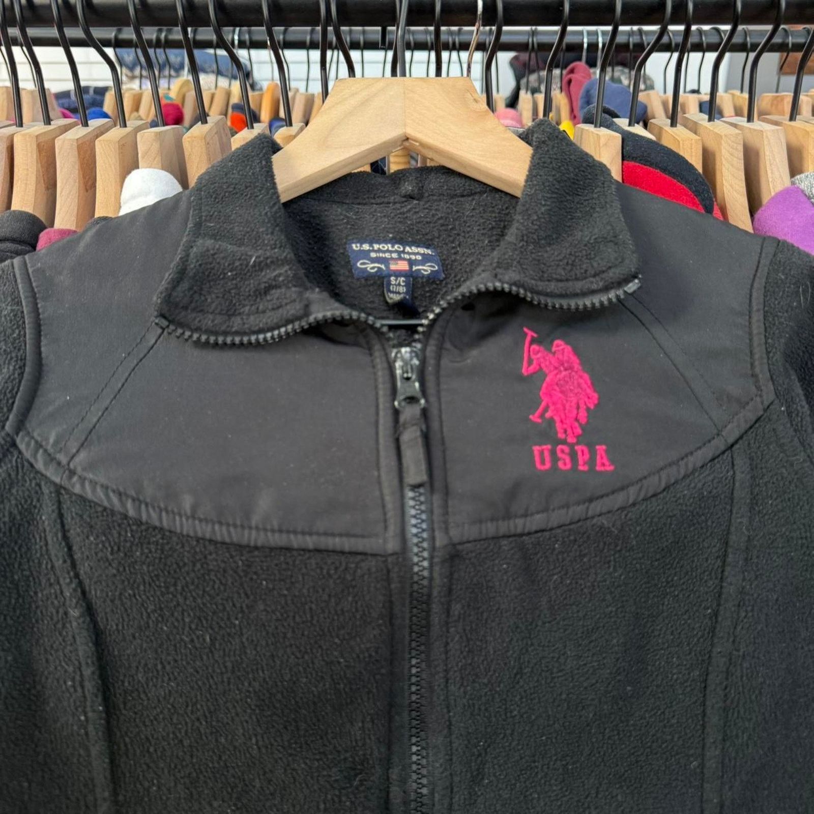 Polo Ralph Lauren Vintage Y2K US Polo Assn. Kids Fleece Zip Up Black and Pink Size US S / EU 44-46 / 1 - 2 Thumbnail
