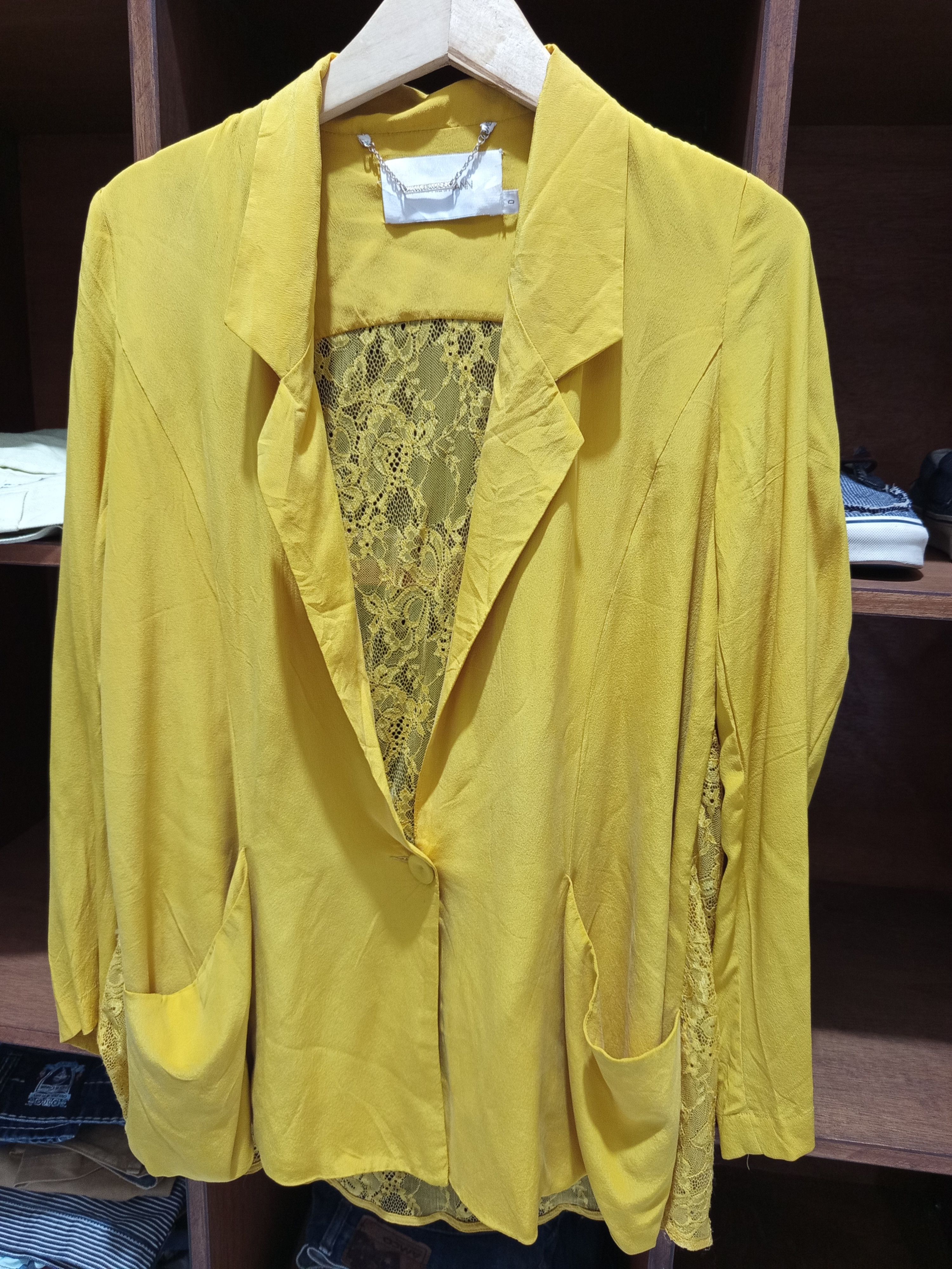Zimmermann Zimmermann Yellow Silk Lace Panel Blouse Size XS / US 0-2 / IT 36-38 - 2 Thumbnail
