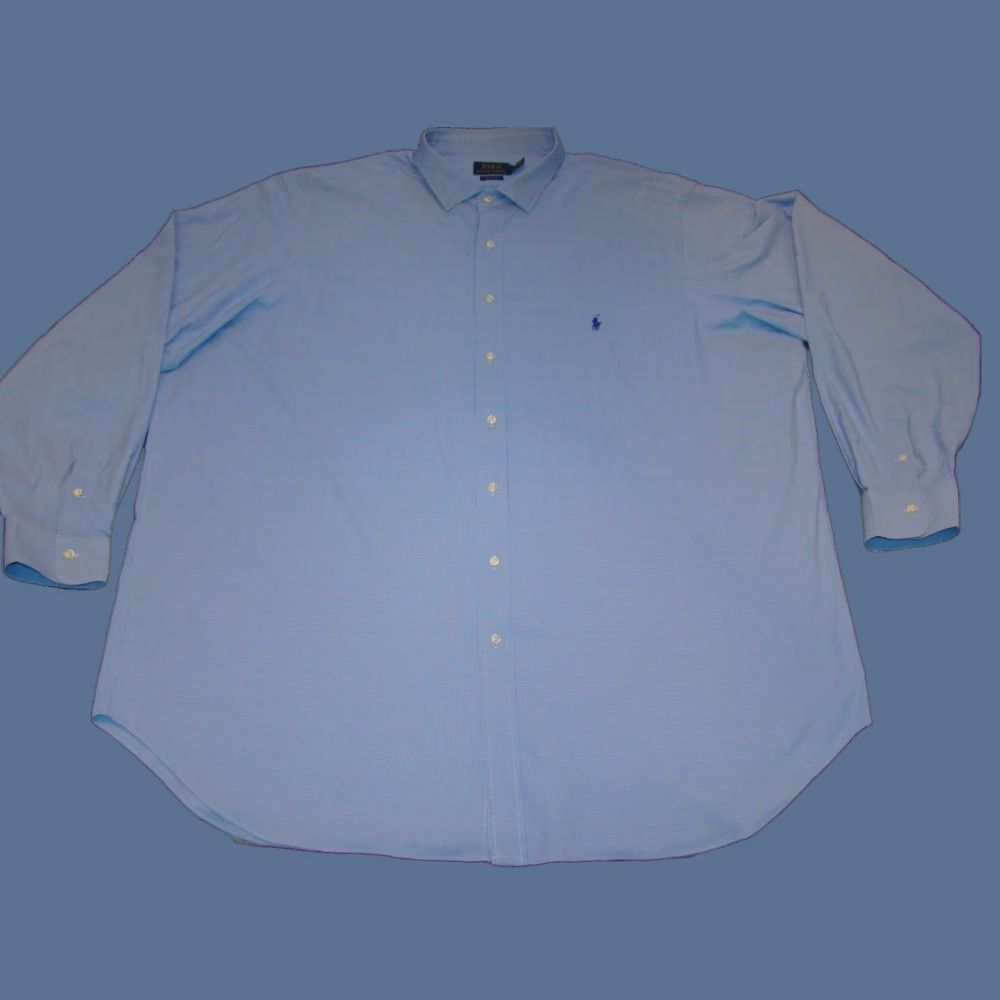 Polo Ralph Lauren Polo Ralph Lauren Men’s Blue Plaid Button-Up Nylon Stretch Dress Shirt 4XLT Classic Fit Big & Tall Men Size 48R - 1 Thumbnail