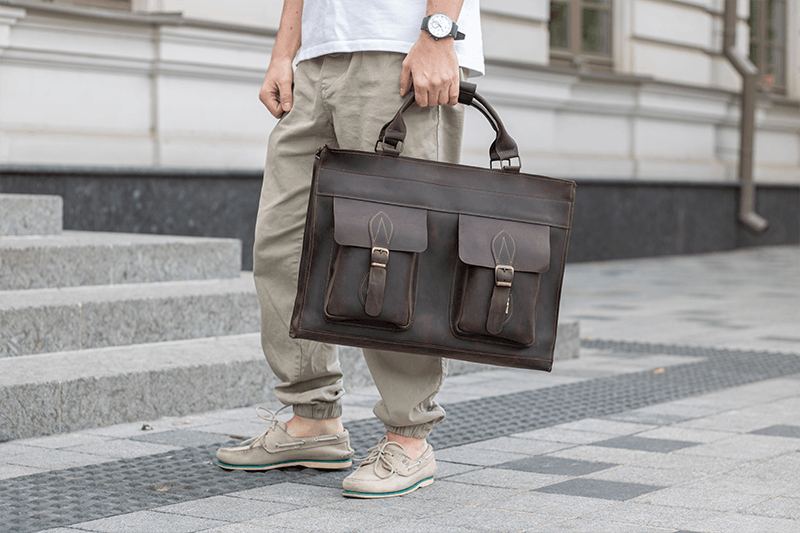 Handmade Genuine leather briefcase. Laptop bag. Messenger bag Size ONE SIZE - 1 Thumbnail