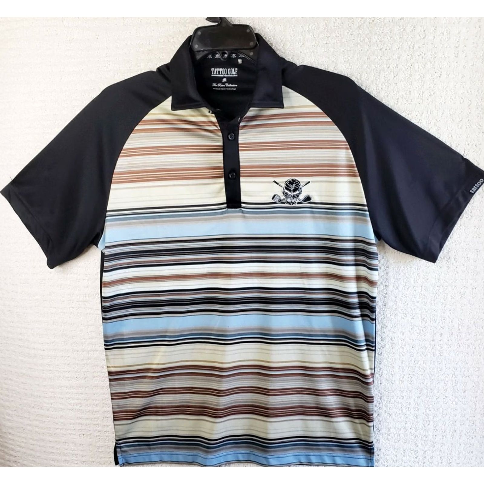 Bones Tatoo Golf Polo Shirt Mens L Multicolor Striped Short Sleeve Skull Golf Clubs Logo Athletic Classic Retro Collection Size US L / EU 52-54 / 3 - 2 Thumbnail