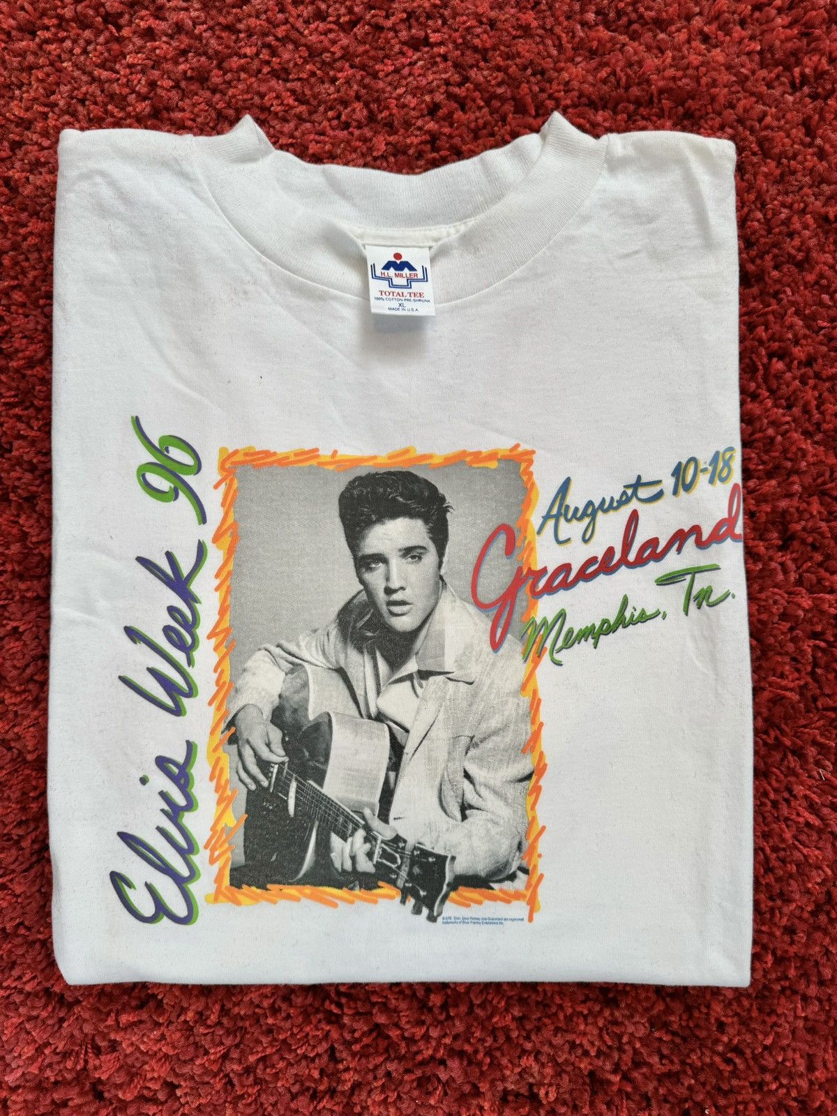 Band Tees × Vintage 1996 Elvis Presley Graceland Memphis 90’s Vintage T-Shirt Size US XL / EU 56 / 4 - 1 Thumbnail