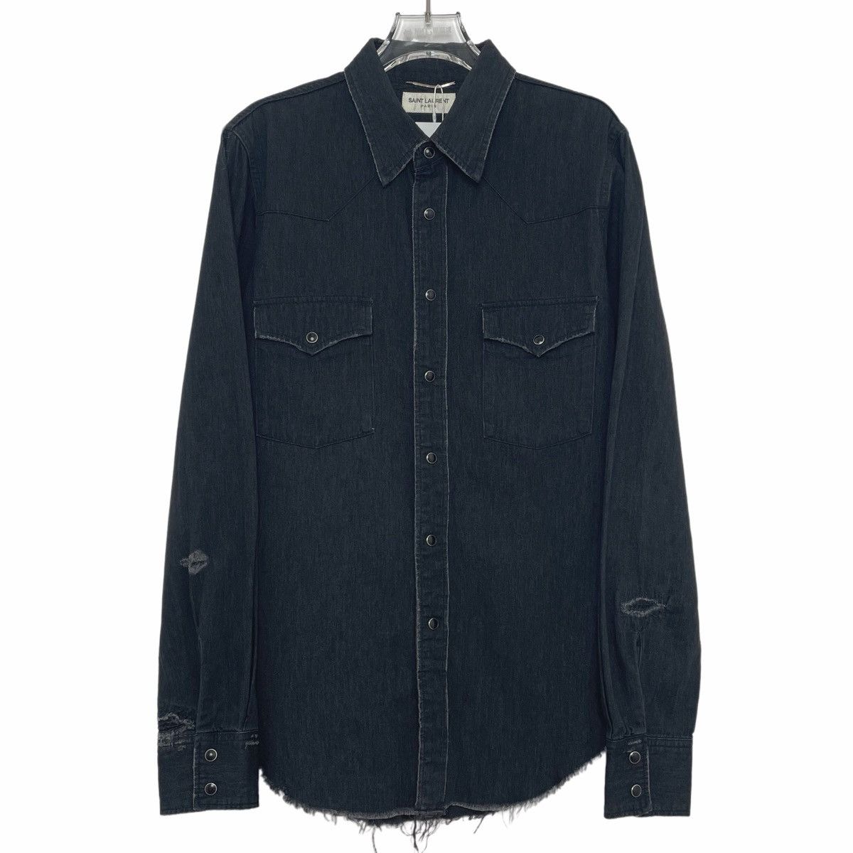Yves Saint Laurent Yves Saint Laurent Metal Rivet Premium Ripped Shirt K26WX Size S / US 4 / IT 40 - 1 Thumbnail