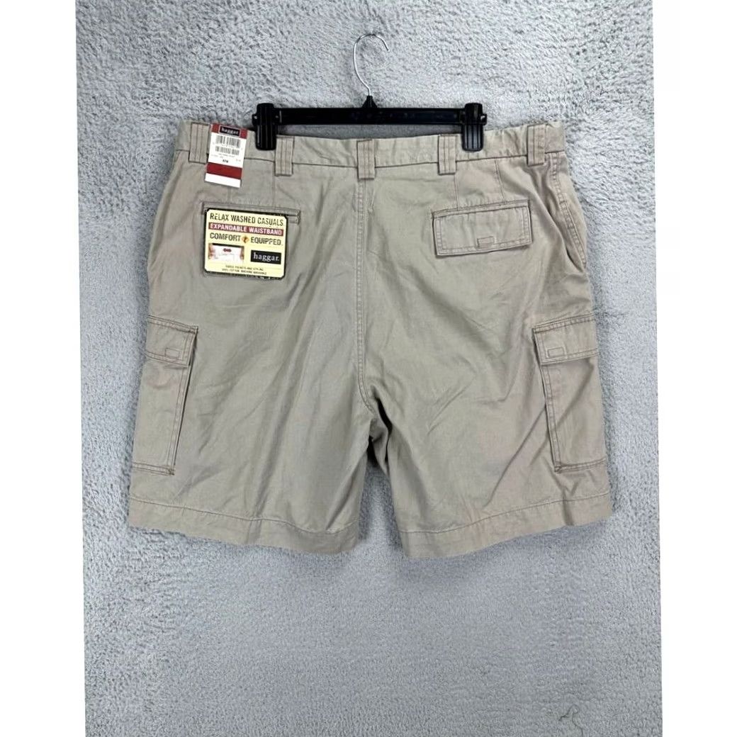 Haggar Haggar Cargo Shorts Mens 40 Tan Relaxed Beig e 100% Cotton Elastic Waist Pockets Khakis NEW Size US 40 / EU 56 - 2 Thumbnail