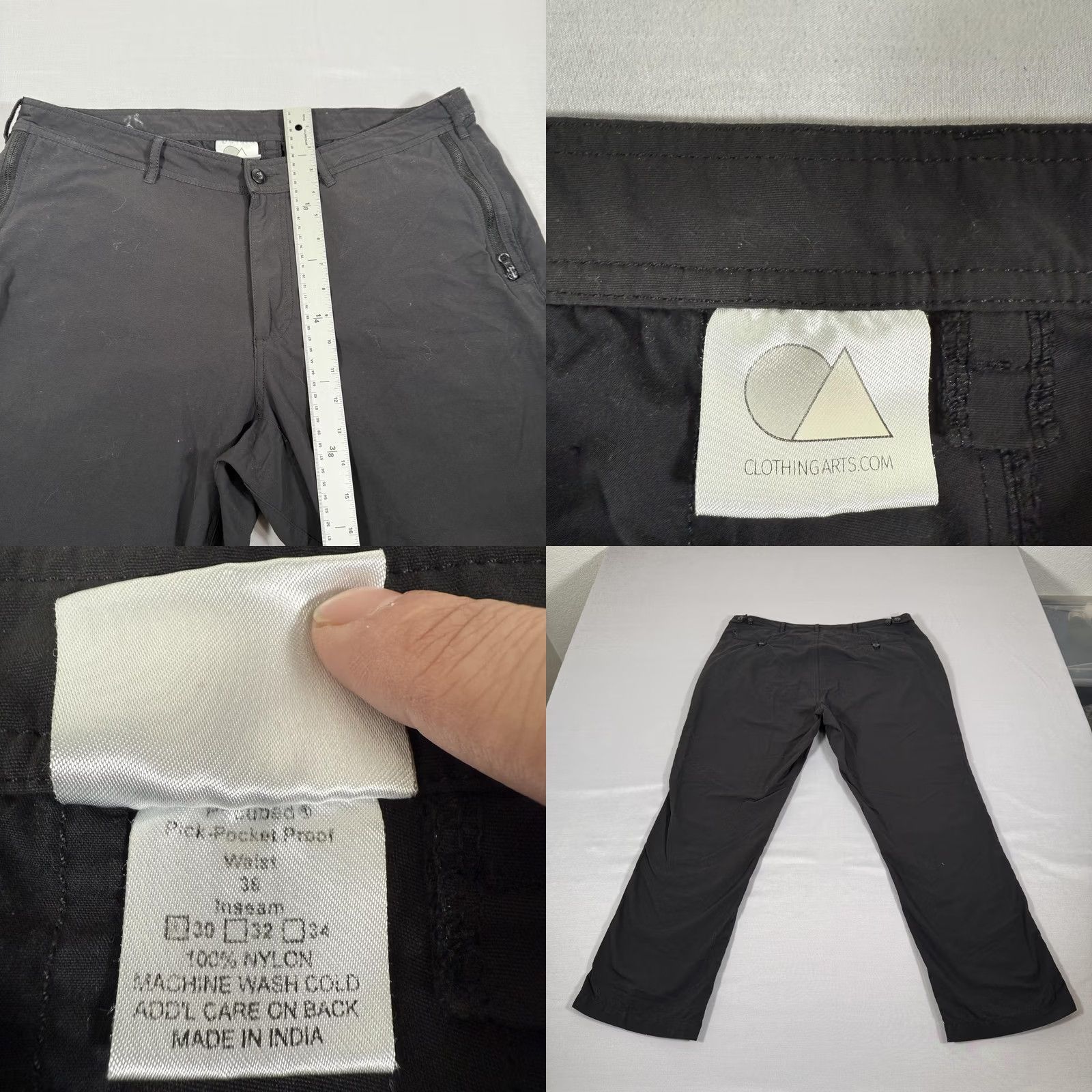 Vintage Clothing Arts Pants Mens Black 38x30 Pick Pocket Proof Travel Chino Lightweight Size US 38 / EU 54 - 8 Thumbnail