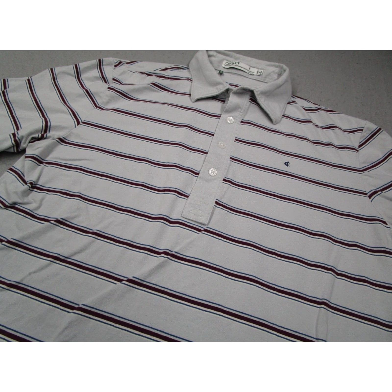 Vintage VINTAGE Criquet Men's Polo Shirt Large Gray Short Sleeve All Seasons Slim Fit Cotton Spandex Pima Blend Made in Peru Size US L / EU 52-54 / 3 - 2 Thumbnail