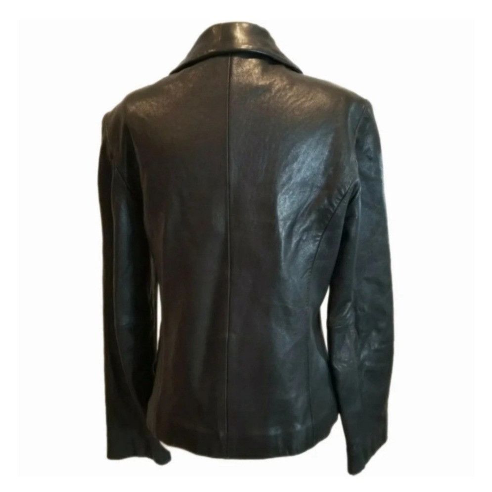 Jones New York Womens Jones New York Black Leather Jacket Coat Size M / US 6-8 / IT 42-44 - 4 Thumbnail