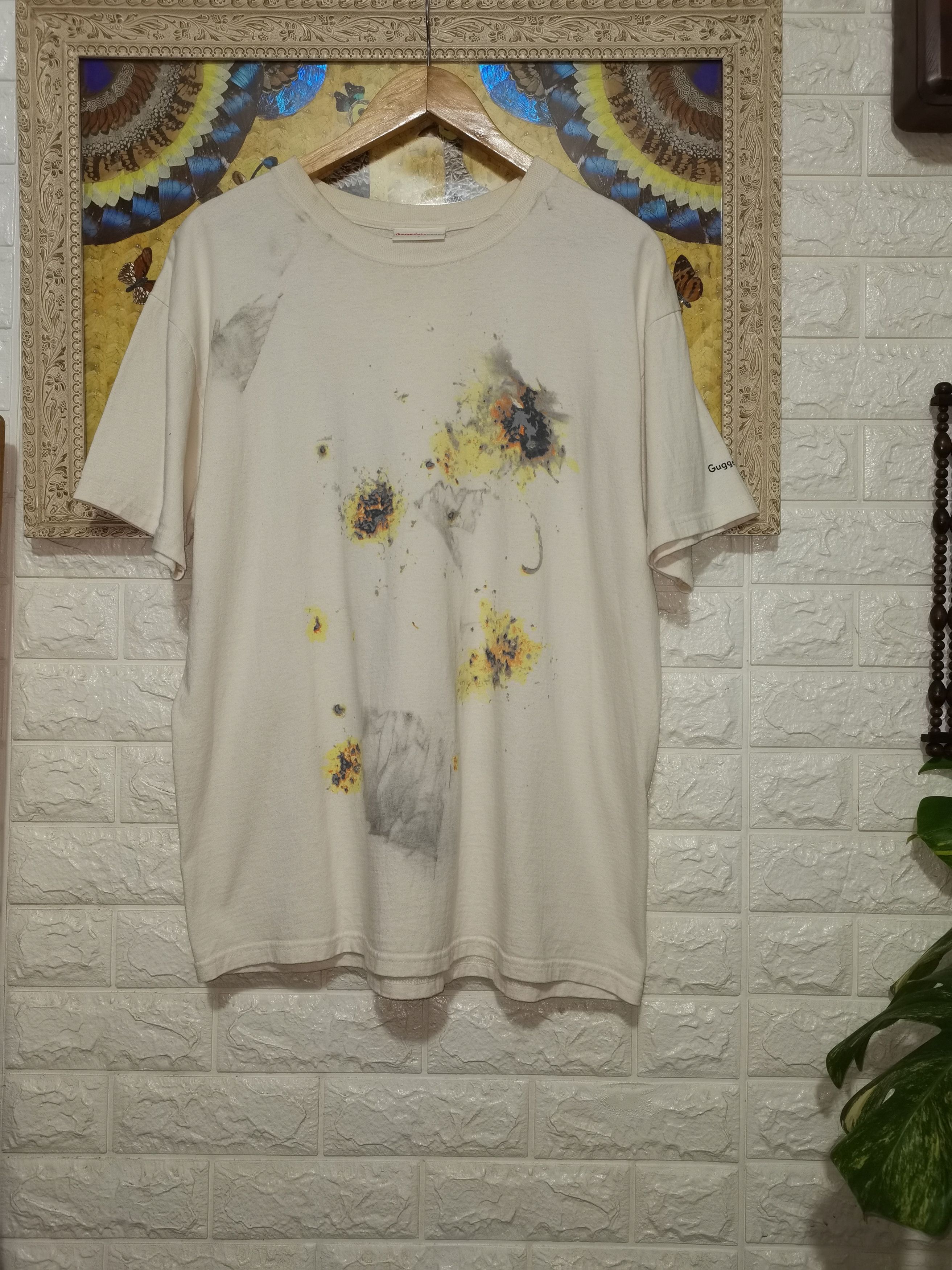 image of Art x Studio Dartisan Cai Guo-Qiang Gunpowder Medium W Bullet Holes Shirt in Beige (Size Large)