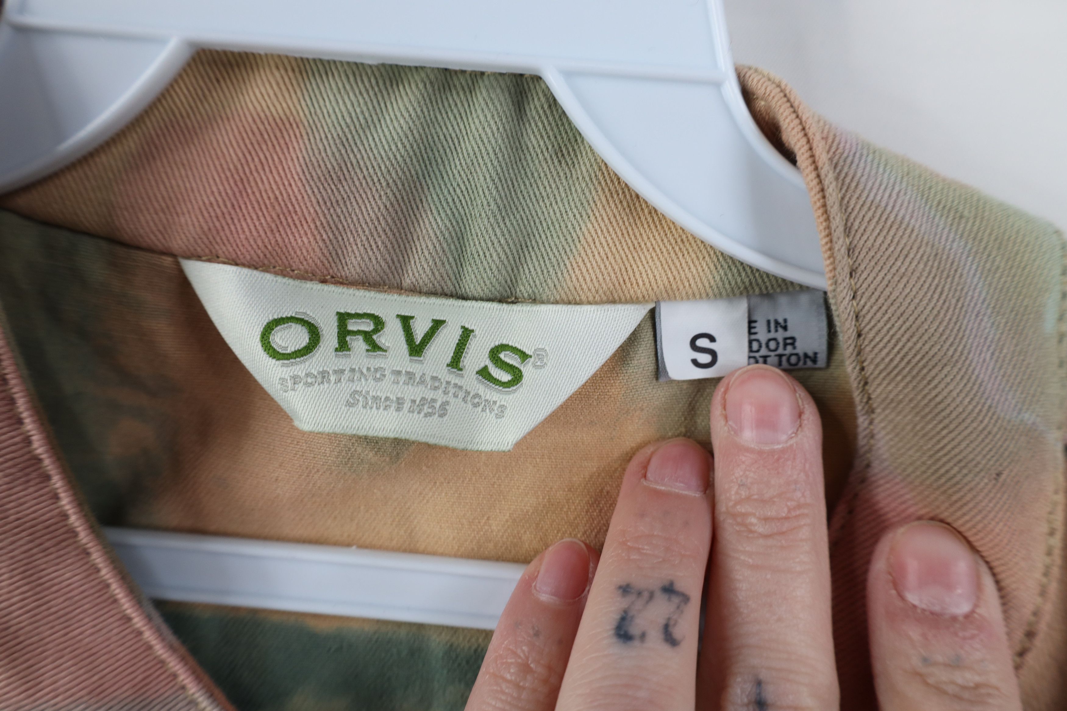 Orvis Vintage 90s Orvis Pastel Band Collar Denim Trucker Jacket Size S / US 4 / IT 40 - 9 Thumbnail