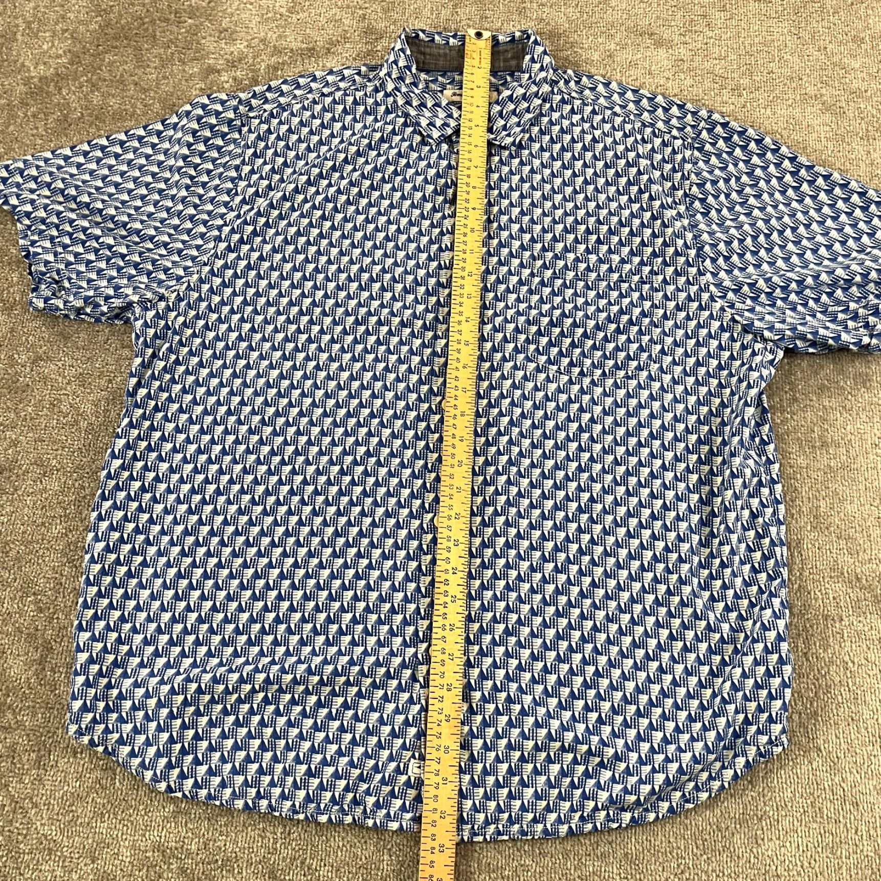 Tommy Bahama TOMMY BAHAMA Shirt Mens XL Blue Geometric 100% Silk Button Up Hawaiian Cap Sleeve Outdoor Casual Workwear Size US XL / EU 56 / 4 - 3 Thumbnail