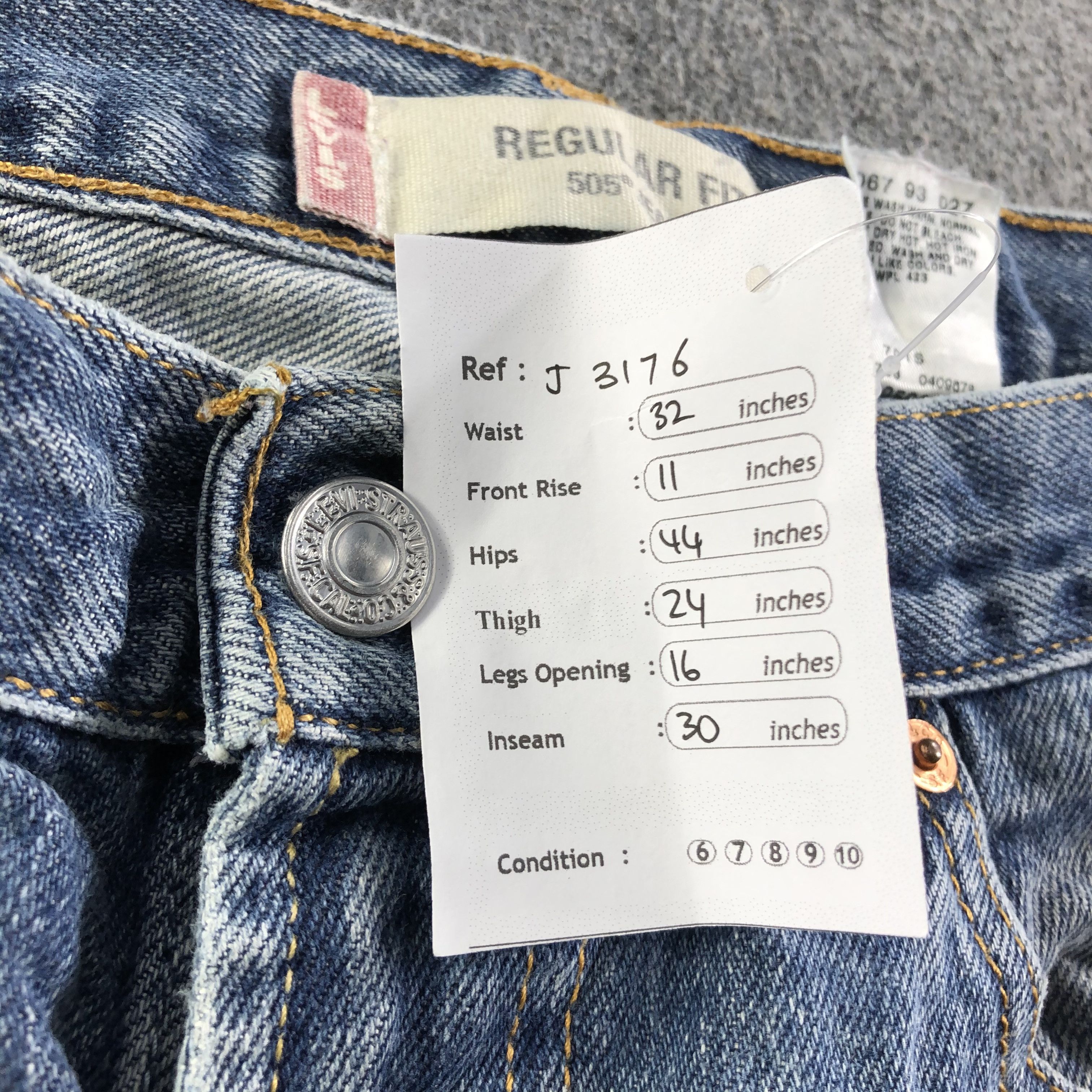 Levi's Vintage Blue Wash Levis 505 Jeans-J3176 Size US 32 / EU 48 - 12 Thumbnail