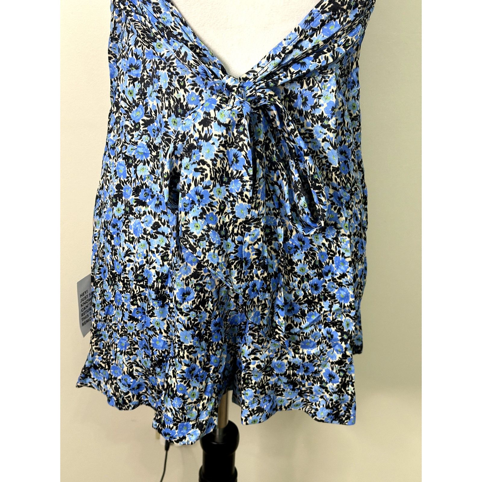 Topshop Topshop Women's Blue Grunge Floral Satin Romper 10 NWT Size 32" / US 10 / IT 46 - 7 Thumbnail