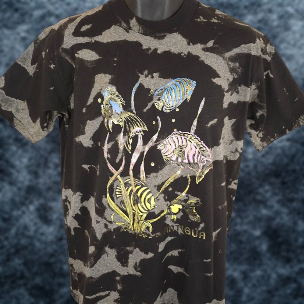 Hanes VINTAGE Antigua T Shirt Mens Size Medium Black 80s Tropical Fish Tie Dye Made In USA Size US M / EU 48-50 / 2 - 1 Thumbnail