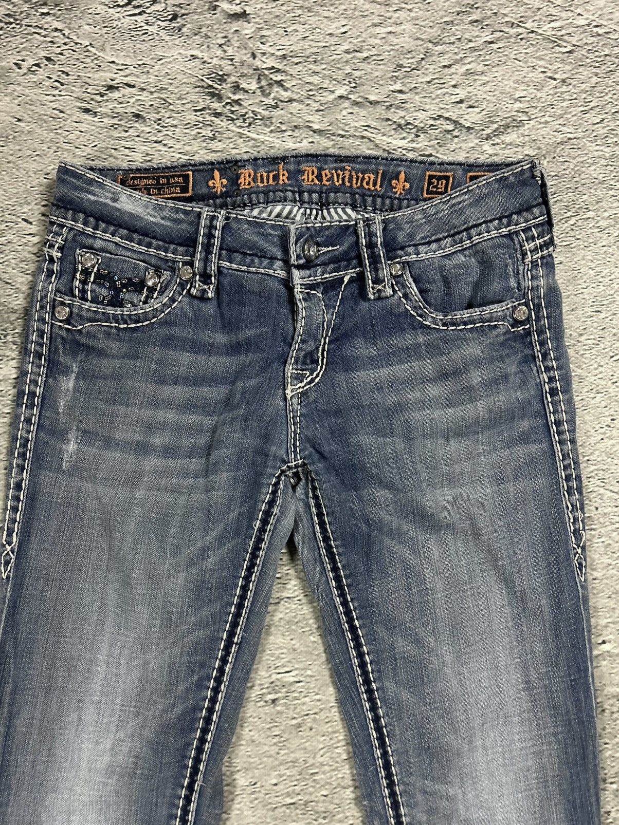 Rock Revival Rock Revival rhinestone glitter jeans Y2K flared denisa Size 29" - 7 Thumbnail
