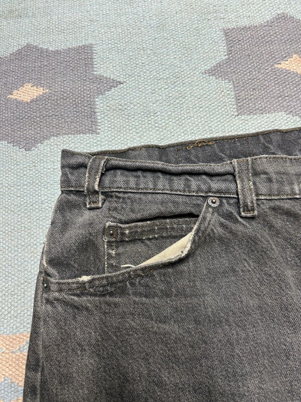 Vintage Vtg 90s Levis 505 jeans faded black distress straight 36x29 Size US 36 / EU 52 - 10 Thumbnail