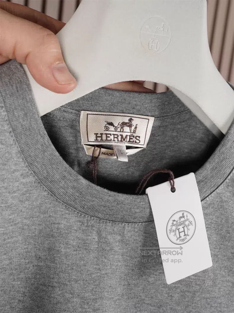 Hermes Hermes Gray round neck short-sleeved T-shirt Size US XL / EU 56 / 4 - 3 Thumbnail