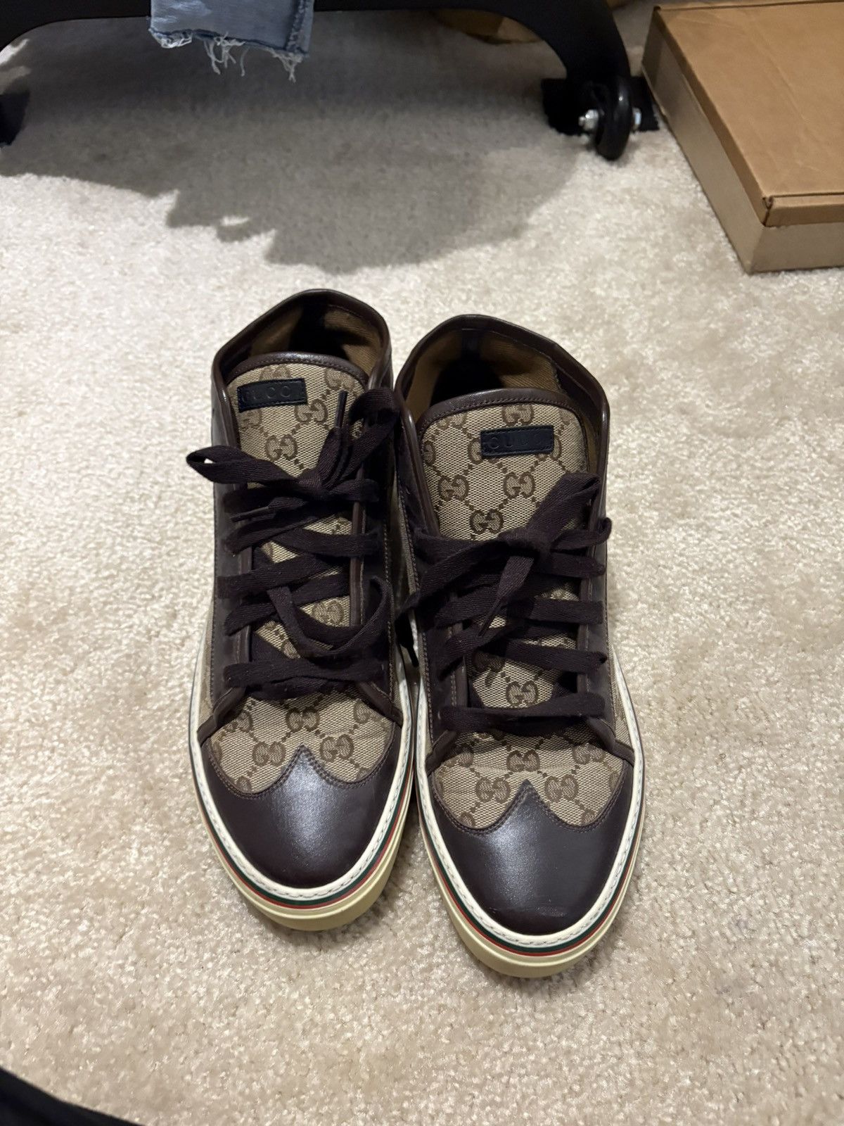 Gucci Gucci GG Canvas Monogram Wingtip High Top Sneaker Size US 10.5 / EU 43-44 - 2 Thumbnail
