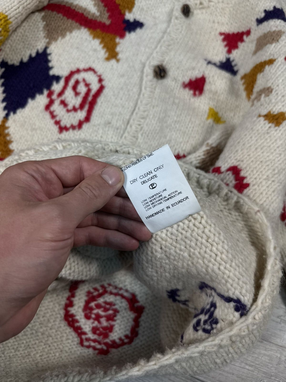 Handmade Pachamama Vintage Handmade Knitted Wool Patterned Cardigan Size US L / EU 52-54 / 3 - 9 Thumbnail