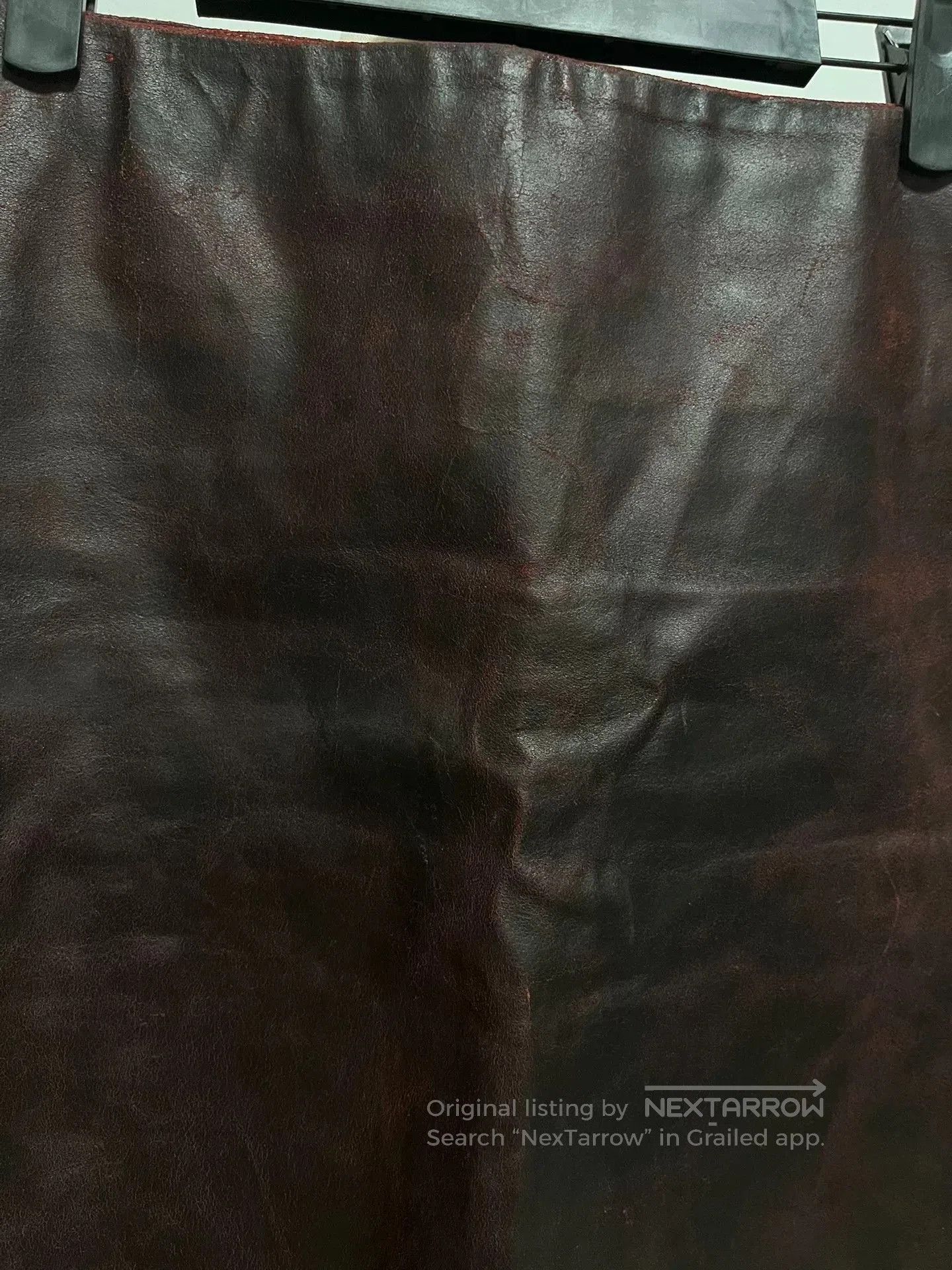 Ann Demeulemeester Ann Demeulemeester Red Cracked Leather Mini Skirt. Size 36" / US 14 / IT 50 - 3 Thumbnail