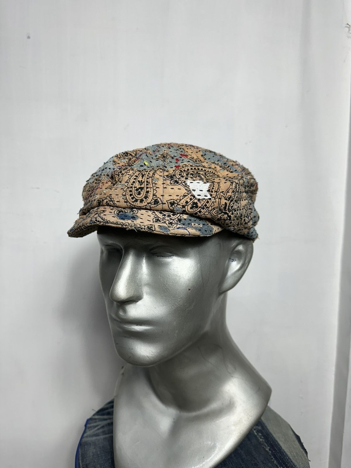 Handmade Custom Made Distressed Paisley Boro Patchwork Newsboy hats Size ONE SIZE - 6 Thumbnail