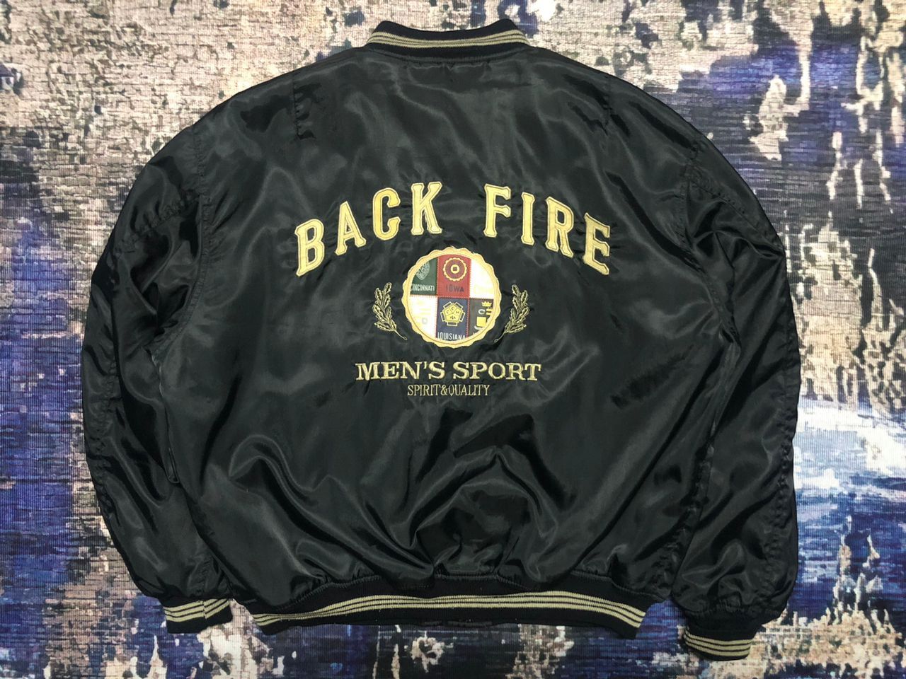 Vintage Back Fire Men's Sport Bomber Jacket