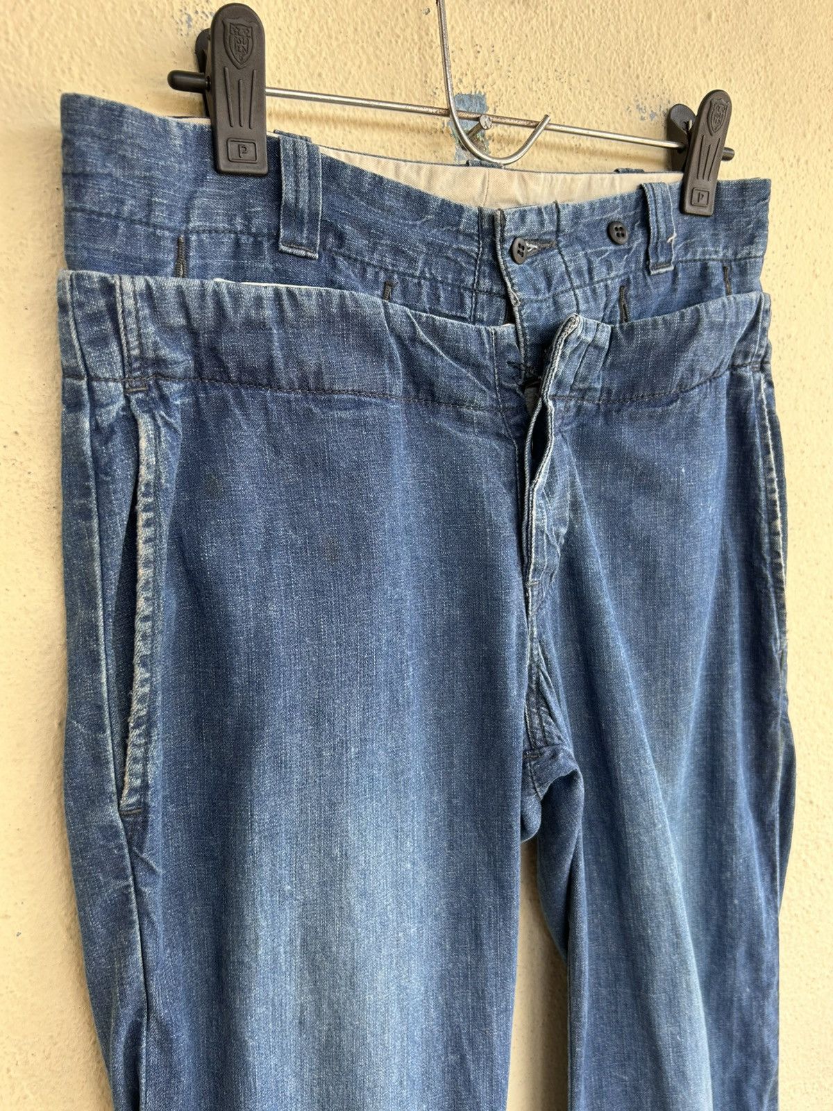 Lee × N.Hoolywood Double Waist Distressed Denim Pant Size US 32 / EU 48 - 3 Thumbnail