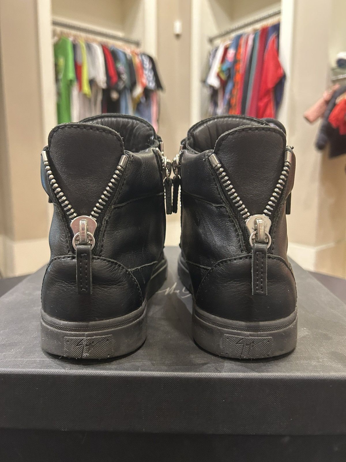 Giuseppe Zanotti Giuseppe Zanotti Zip Leather High Top Sneakers Size US 5 / IT 35 - 3 Thumbnail