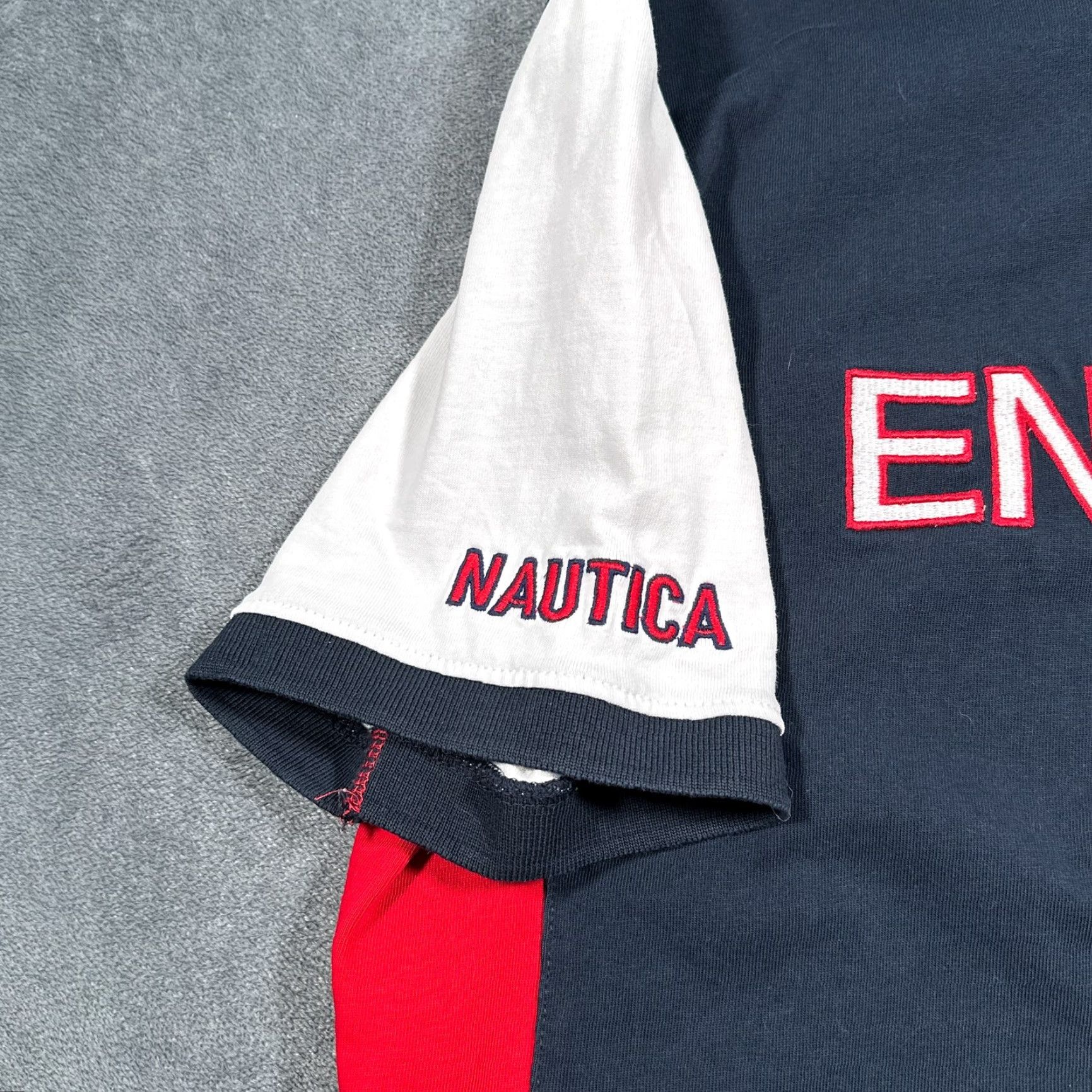 Nautica VINTAGE Nautica England Polo Shirt Men XL Navy Red White 2018 Slim Fit Union Jack Patch Size US XL / EU 56 / 4 - 3 Thumbnail