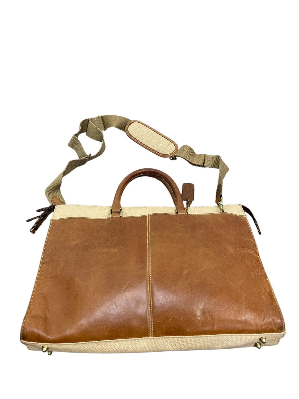 Leather Leather Cotton Canvas Apiana Office Bag 9🟩 Size ONE SIZE - 3 Thumbnail