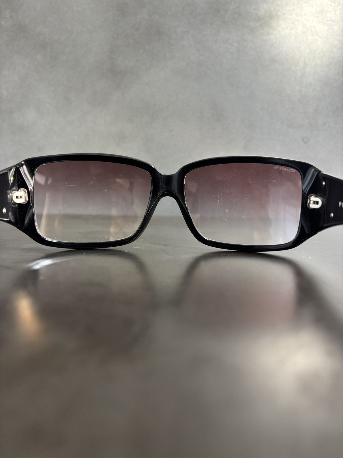 Y2K Prada Sunglasses SPR16L Triangle Logo Case 2000s Vintage